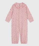 Baby Kombi-Overall mit Kragen aus bedruckter Baumwolle rosa JOLI/weiss MULTICO