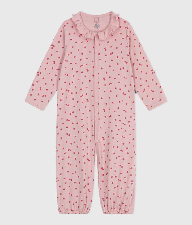 Baby Kombi-Overall mit Kragen aus bedruckter Baumwolle rosa/vielfarbig
