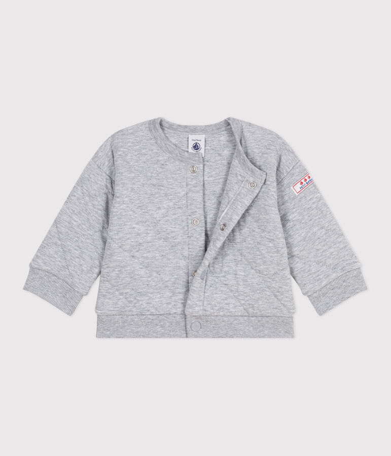 Baby-Cardigan aus einfarbigem festen Baumwollstoff grau