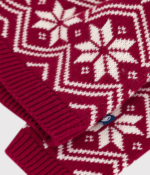 Baby-Pullover aus Wolle und Baumwolle mit Muster rot/naturfarben