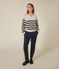 Damen-Pullover aus Wolle und Baumwolle weiss AVALANCHE/blau SMOKING