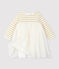 Langärmeliges Babykleid aus Materialmix für Mädchen beige COQUILLE/gelb LUREX DORE
