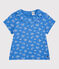 Kurzärmeliges T-Shirt aus Baumwolle für Mädchen blau BRASIER/grau MARSHMALLOW