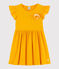 Kurzärmeliges Kinder-Kleid aus Baumwolle und Leinen für Mädchen gelb TEHONI