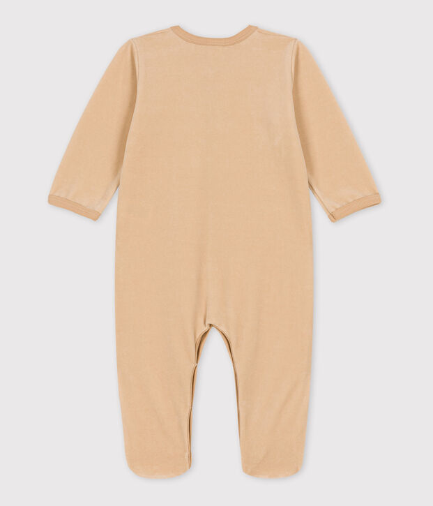 Baby-Strampler aus Nicki mit Schafmotiv beige