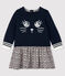 Langärmeliges Baby-Kleid für Mädchen blau SMOKING/weiss MARSHMALLOW