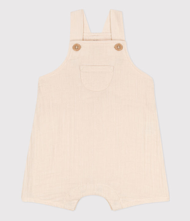 Kurze Baby-Latzhose aus Musselin naturfarben
