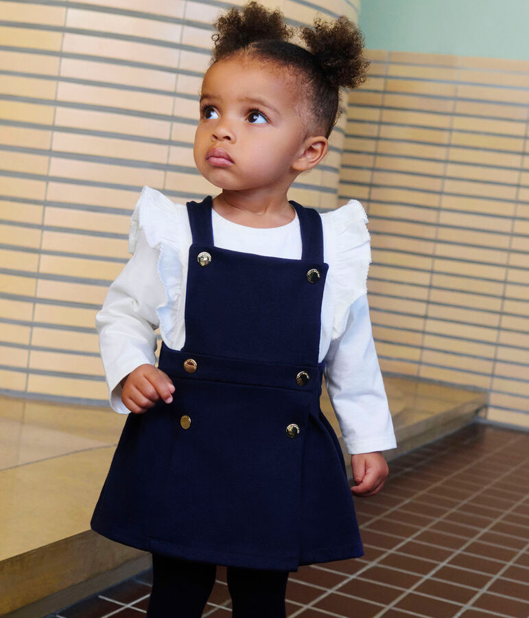 Baby-Kleid aus Baumwolle mit Falten. blau