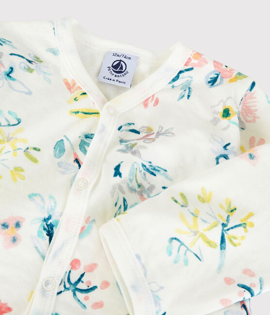 Baby-Strampler aus Doppeljersey mit floralem Muster für Mädchen weiss MARSHMALLOW/weiss MULTICO