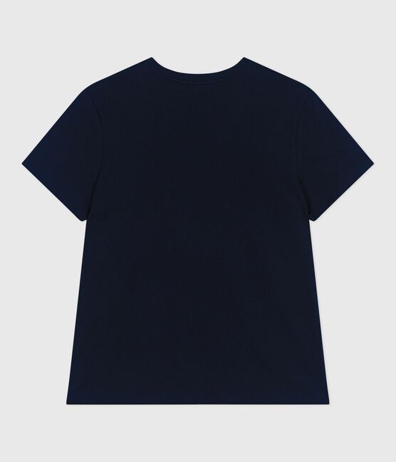 Damen T-Shirt Le Droit aus einfarbiger Baumwolle blau SMOKING