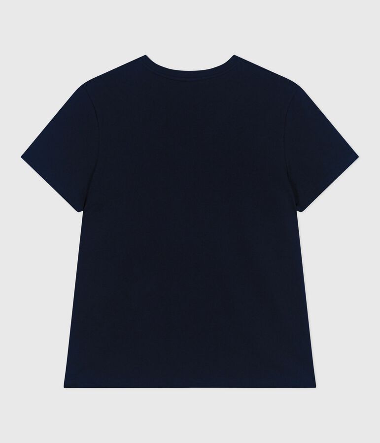 Damen T-Shirt Le Droit aus einfarbiger Baumwolle blau SMOKING