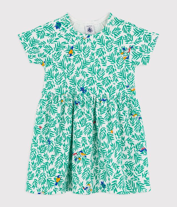 Baby-Kleid aus Baumwolle f&uuml;r M&auml;dchen weiss/vielfarbig
