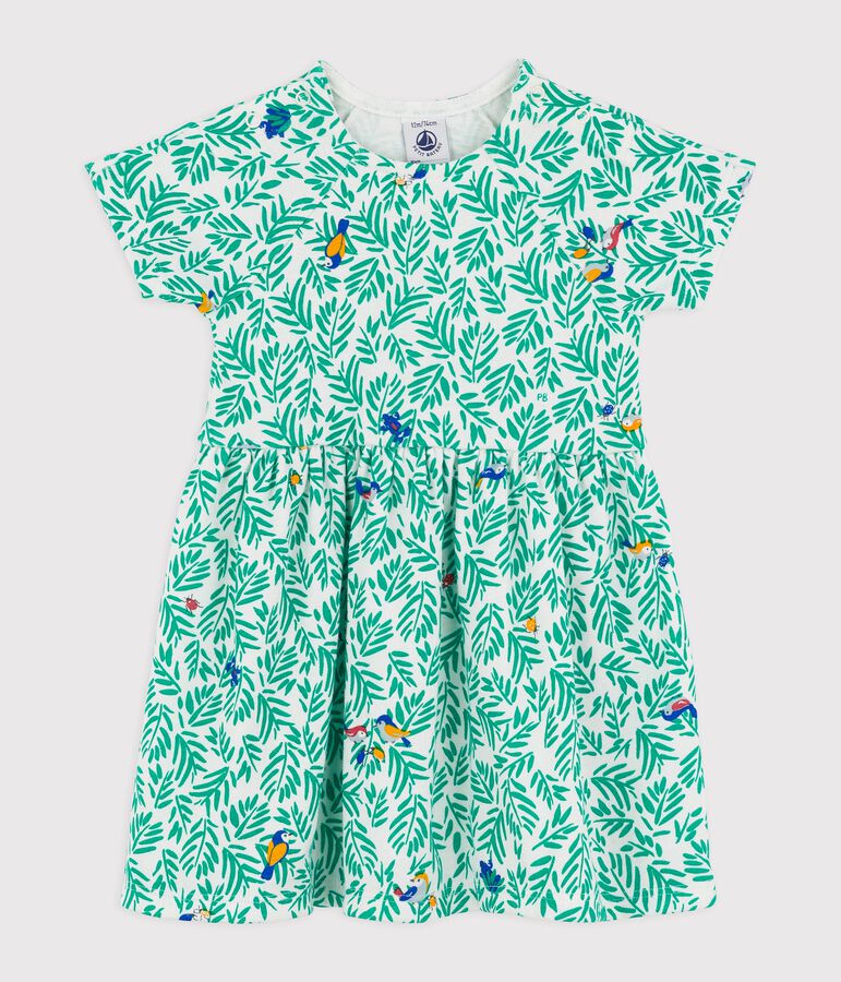 Baby-Kleid aus Baumwolle f&uuml;r M&auml;dchen weiss/vielfarbig