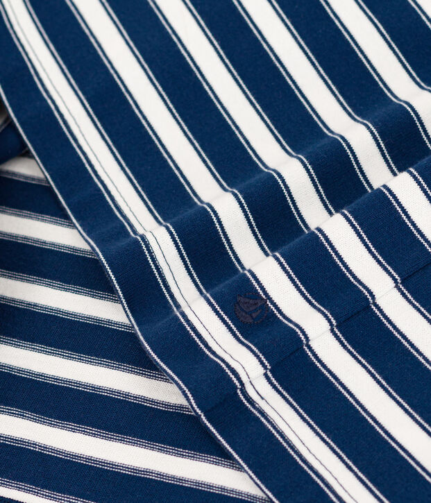 Gekn&ouml;pftes Damen-Matrosenshirt aus Baumwolle blau/weiss