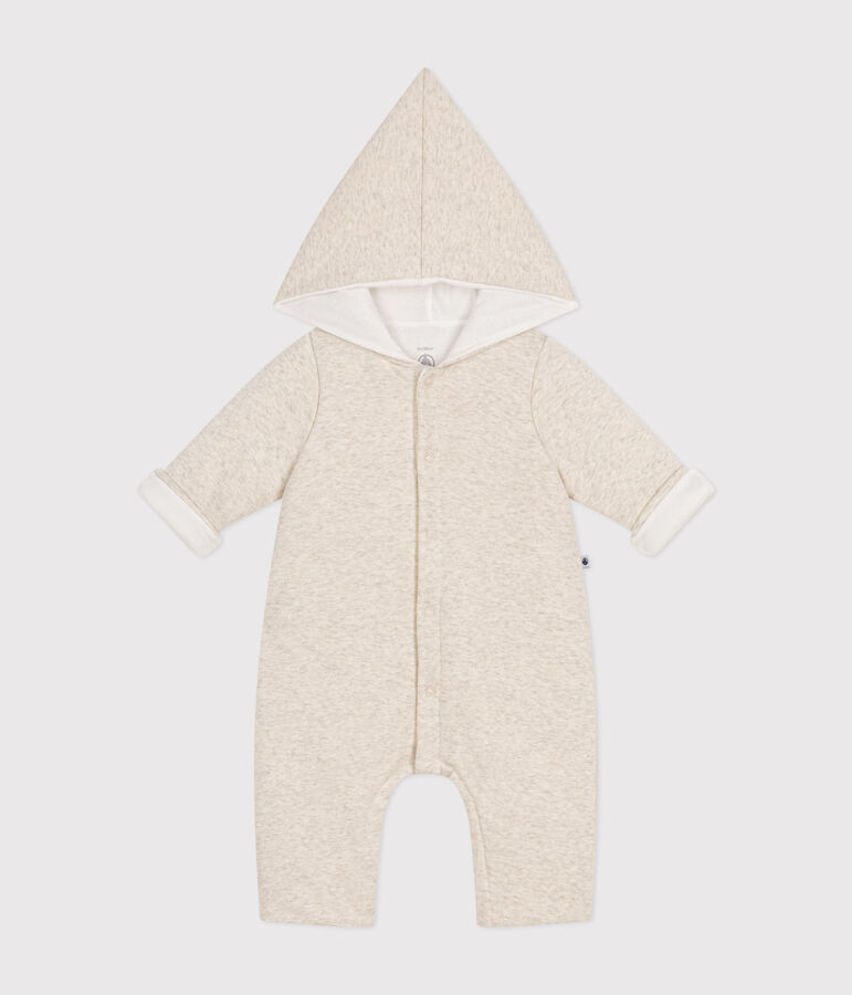 Langer wattierter Baby-Overall aus Baumwolle mit Kapuze beige MONTELIMAR CHINE