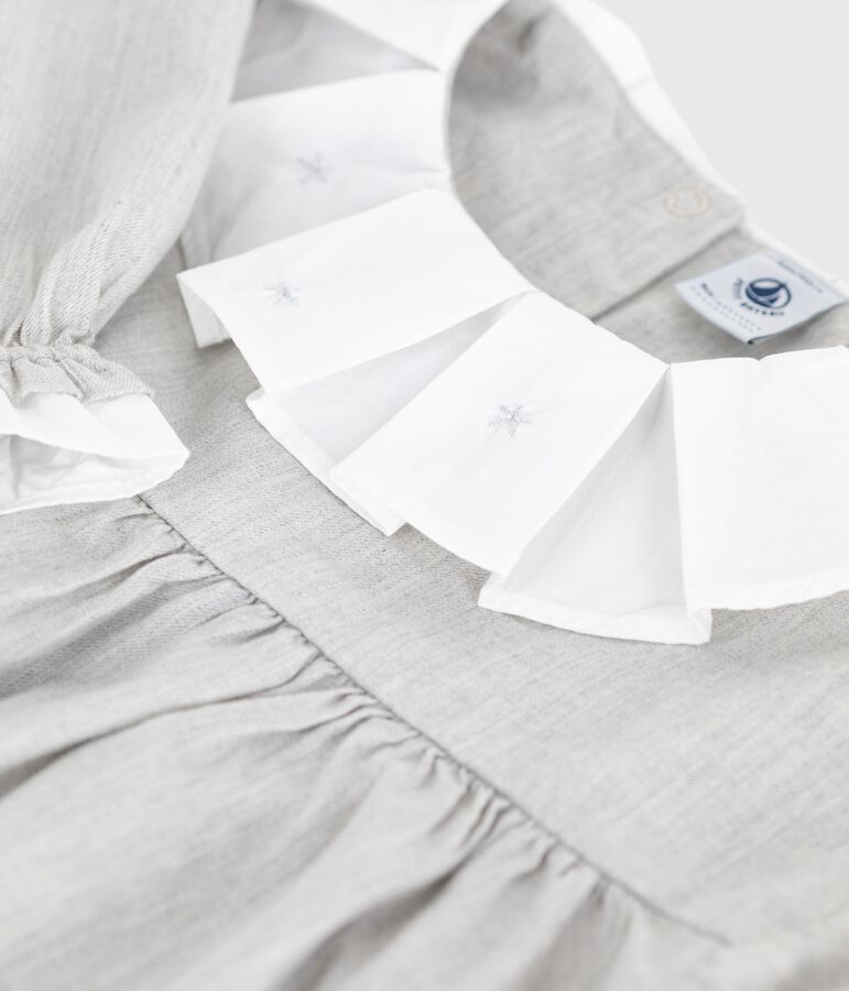 Lang&auml;rmeliges Kinder-Kleid aus einfarbigem Flanell grau