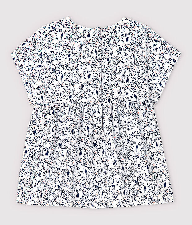 Kurz&auml;rmelige Baby-Bluse f&uuml;r M&auml;dchen aus Popeline weiss/vielfarbig