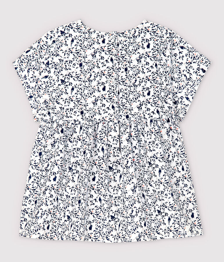 Kurz&auml;rmelige Baby-Bluse f&uuml;r M&auml;dchen aus Popeline weiss/vielfarbig