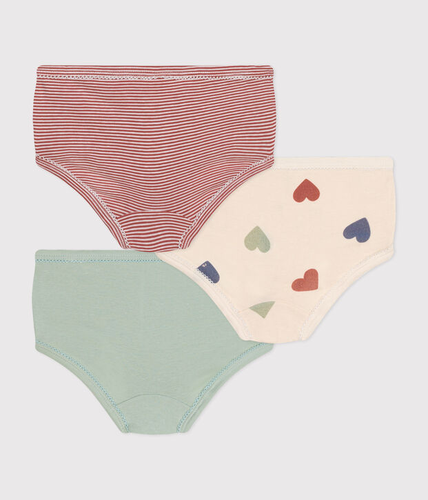 3er-Set Baumwollslips f&uuml;r Kinder, mit Herzmotiv und hohem Taillenbund vielfarbig