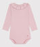Baby-Body mit Kragen aus einfarbiger Baumwolle rosa JOLI