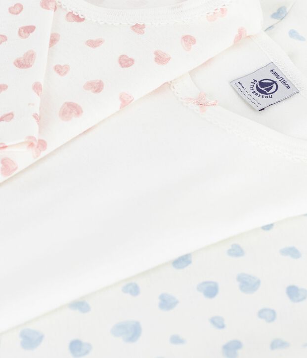 Set lang&auml;rmeliger Kinder T-Shirts aus Baumwolle mit Herzmotiv vielfarbig