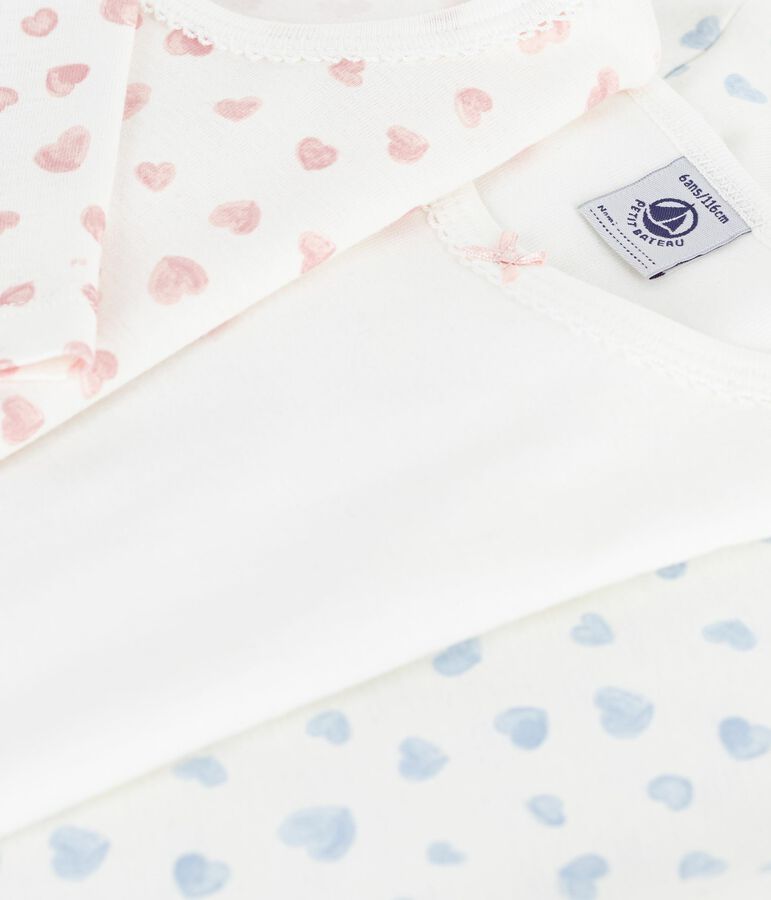 Set lang&auml;rmeliger Kinder T-Shirts aus Baumwolle mit Herzmotiv vielfarbig