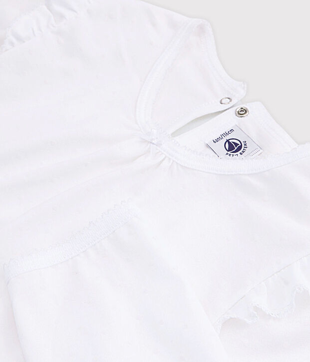 Kinderpyjama aus d&uuml;nner Baumwolle f&uuml;r M&auml;dchen weiss