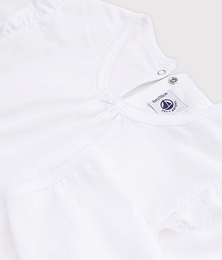 Kinderpyjama aus d&uuml;nner Baumwolle f&uuml;r M&auml;dchen weiss