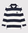 Langärmeliges Kinder-Poloshirt für Jungen blau SMOKING/weiss MARSHMALLOW