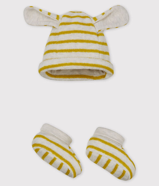 Baby-mütze und hausschuhe unisex gestreift variante 2