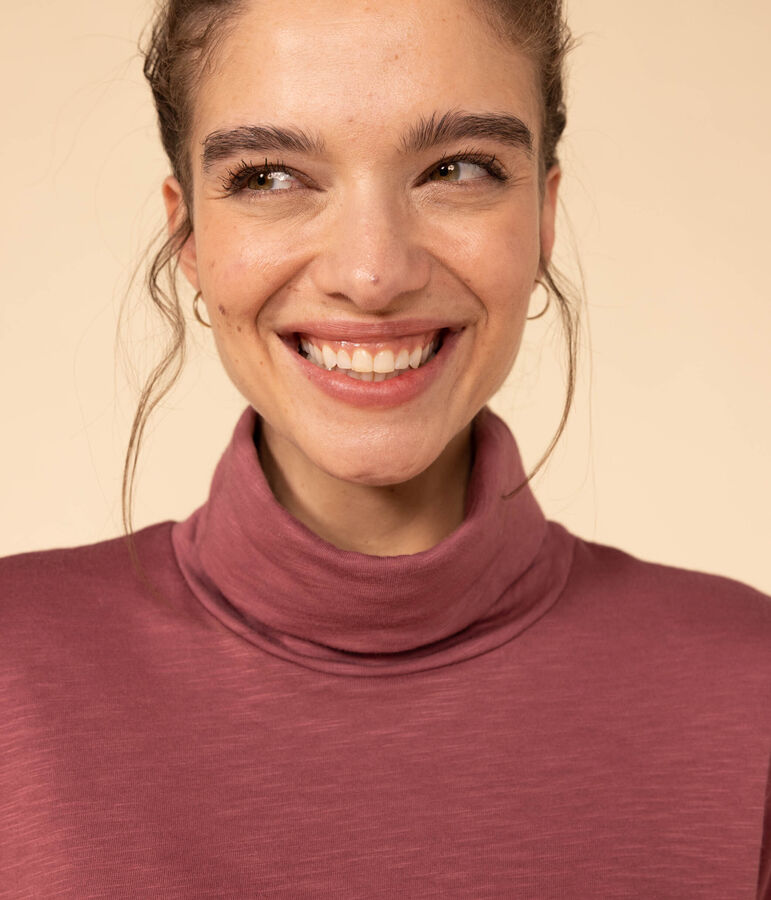 Damen-Rollkragenshirt aus Baumwolle braun