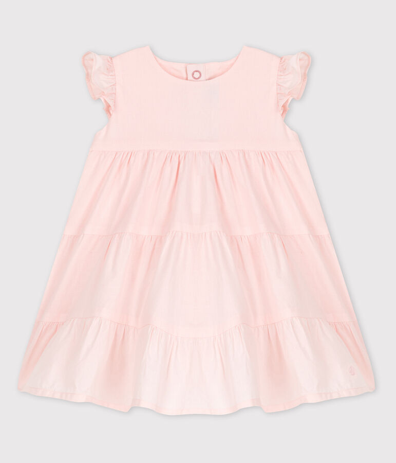 &Auml;rmelloses Babykleid aus Popeline rosa