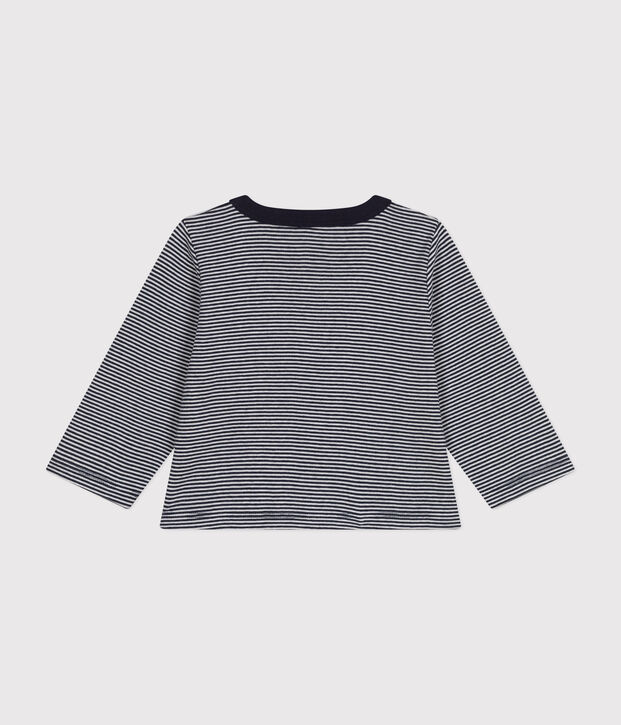 Baby-Cardigan aus gestreiftem Baumwolljersey blau/weiss