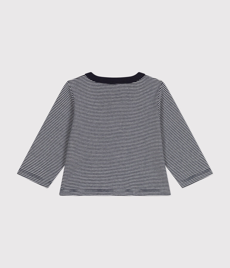 Baby-Cardigan aus gestreiftem Doppeljersey blau/weiss