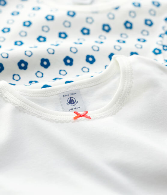 2er-Set kurzärmelige T-Shirts aus Bio-Baumwolle mit Blumenmuster für Mädchen variante 1