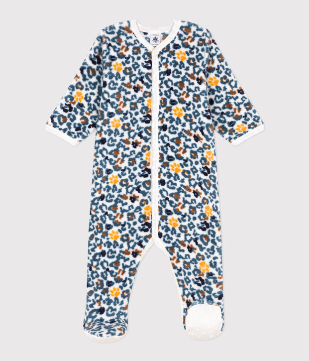 Baby-&Uuml;berziehpyjama aus Fleece weiss/vielfarbig