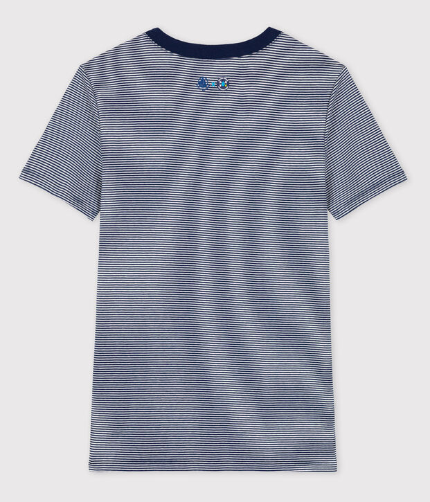 T-Shirt L&rsquo;ICONIQUE Water Family &times; Petit Bateau blau/weiss