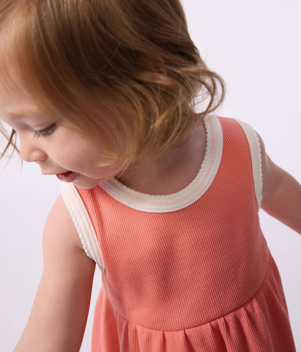 &Auml;rmelloses Baby-Kleid aus einfarbiger Baumwolle FLAMAND