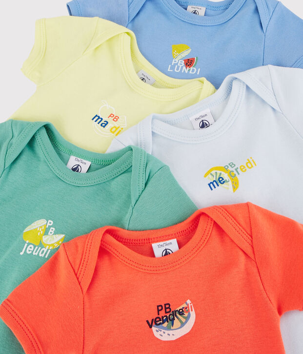 5er-Set kurz&auml;rmelige Baby-Bodys mit Fr&uuml;chte-Motiv vielfarbig