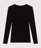 Langärmeliges, eng anliegendes Damen-T-Shirt aus leichter Baumwolle schwarz BLACK