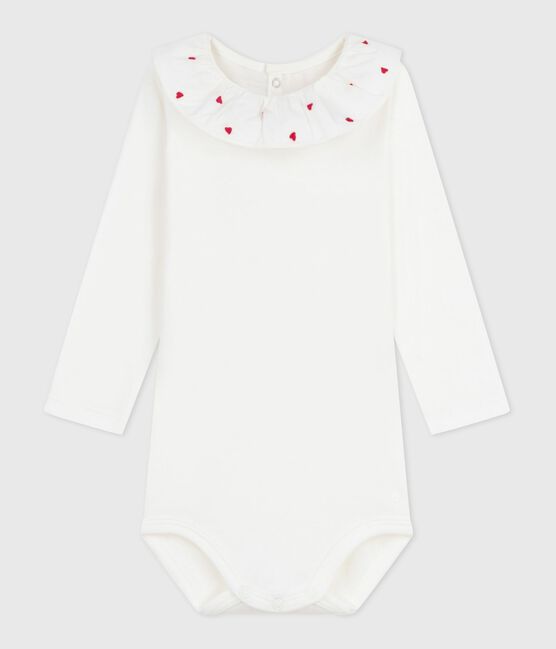 Baby-Body mit Rollkragen aus einfarbiger Baumwolle  weiss MARSHMALLOW