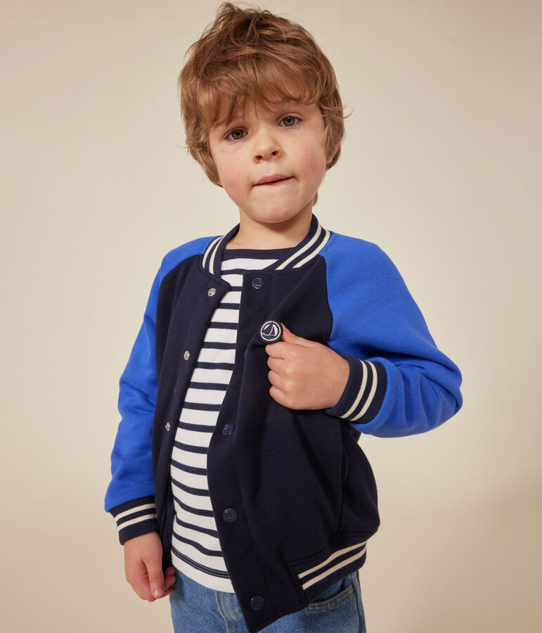 Kinder College-Jacke aus Molton f&uuml;r Jungen blau/blau