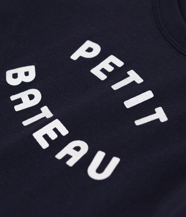 Jungen-T-Shirt aus leichtem Jerseystoff blau/weiss