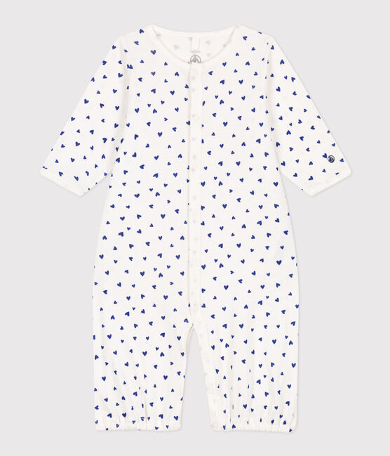 Kombi-Overall aus Baumwolle mit Herzmotiv weiss MARSHMALLOW/ NEWBLEU