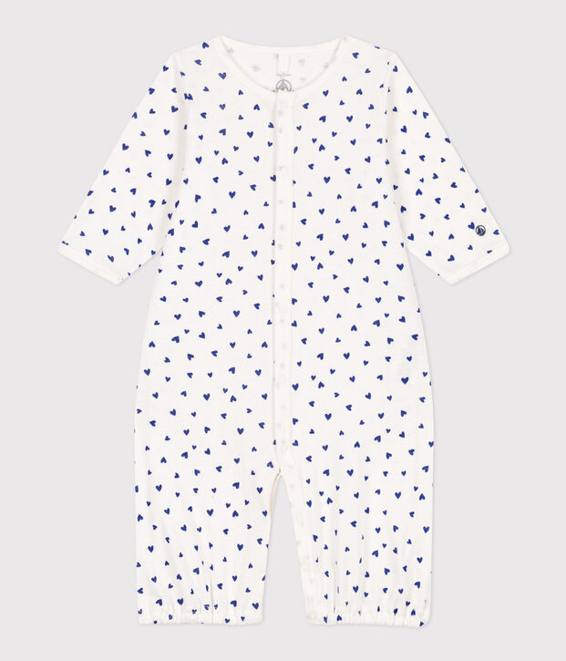 Kombi-Overall aus Baumwolle mit Herzmotiv weiss/blau