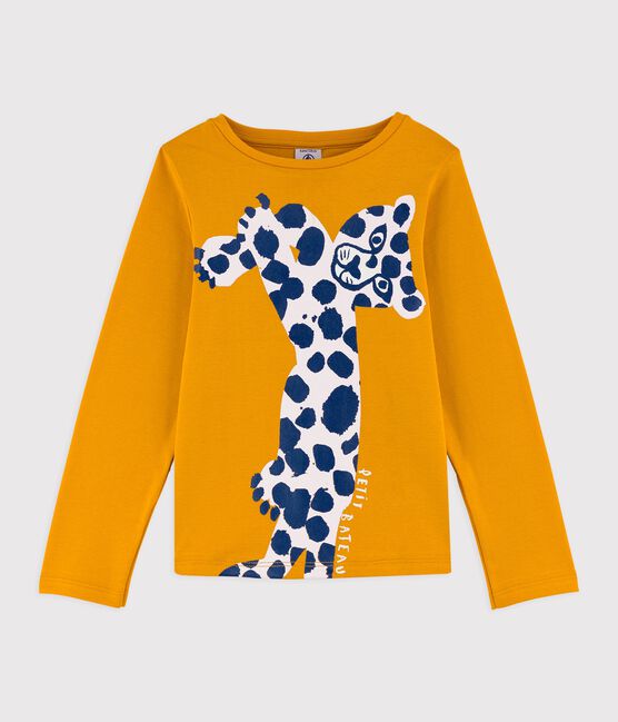 Langärmeliges Kinder-T-Shirt aus Baumwolle für Mädchen gelb BOUDOR