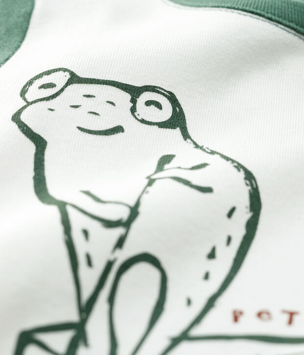 Kurz&auml;rmeliges Baby-T-Shirt aus Baumwolle f&uuml;r Jungen weiss/gr&uuml;n