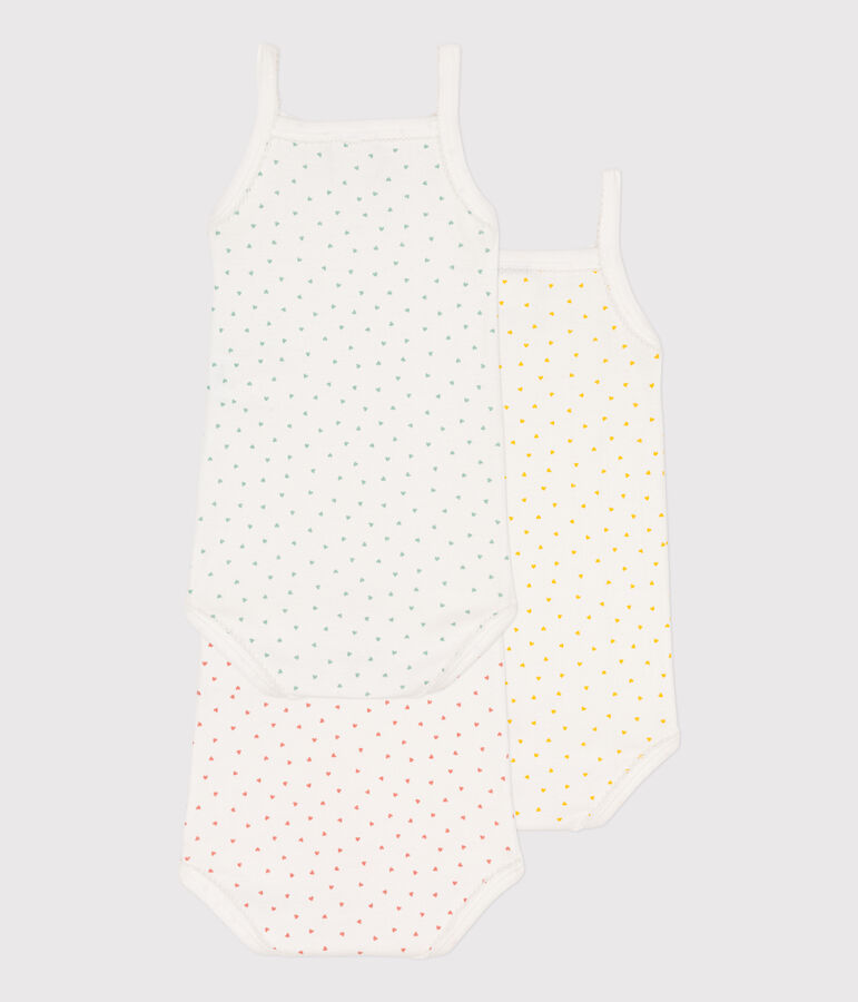 3er-Set &auml;rmellose Bodys aus Baumwolle mit Herzmotiv vielfarbig