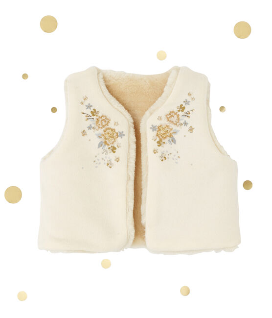 Wendbare Baby-Mädchen-Weste beige COQUILLE