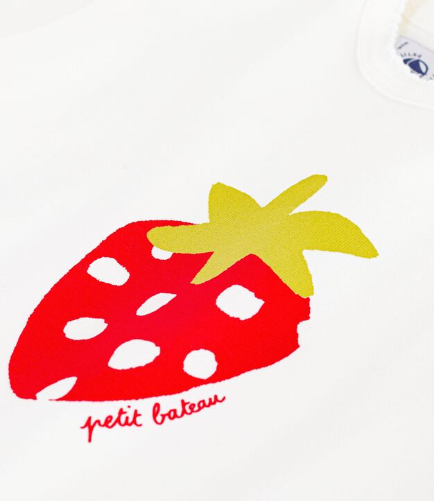 Kurz&auml;rmeliges Baby-T-Shirt aus Baumwolle mit Motiv weiss